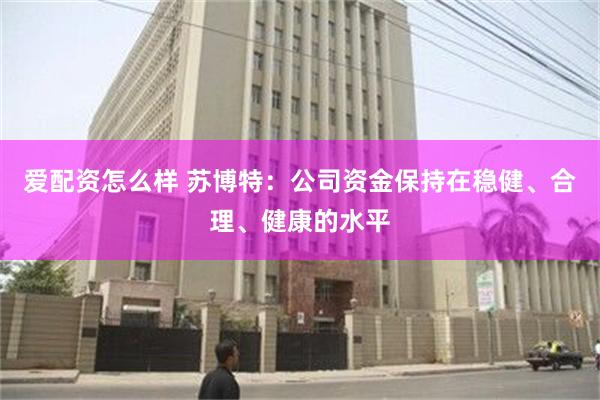 爱配资怎么样 苏博特：公司资金保持在稳健、合理、健康的水平