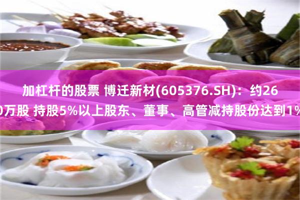 加杠杆的股票 博迁新材(605376.SH)：约260万股 持股5%以上股东、董事、高管减持股份达到1%