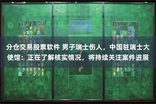 分仓交易股票软件 男子瑞士伤人，中国驻瑞士大使馆：正在了解核实情况，将持续关注案件进展